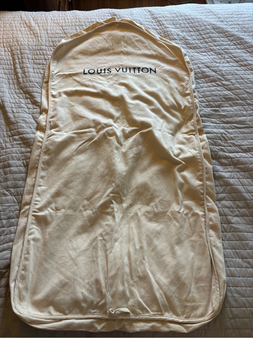 Louis Vuitton large dust bag for long coat, dress, cream, excellent